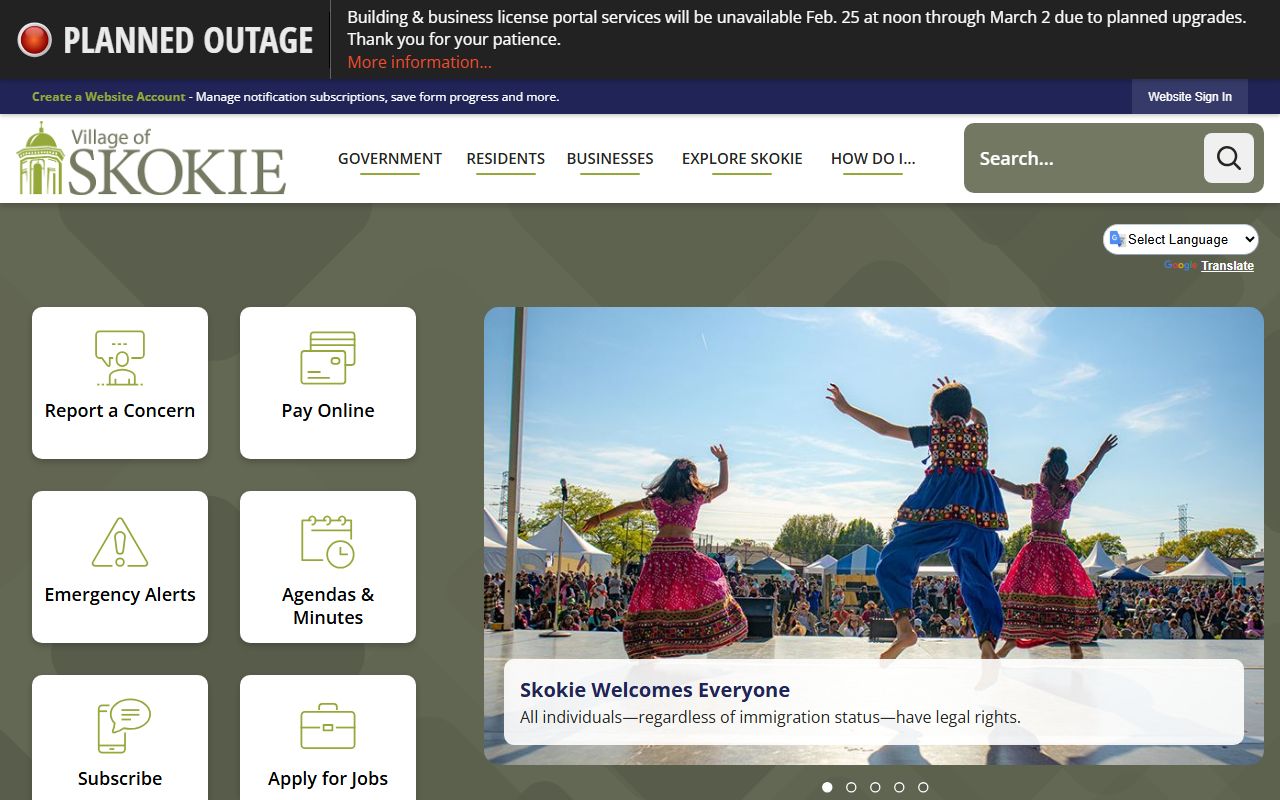 Skokie village website for Skokie property tax records