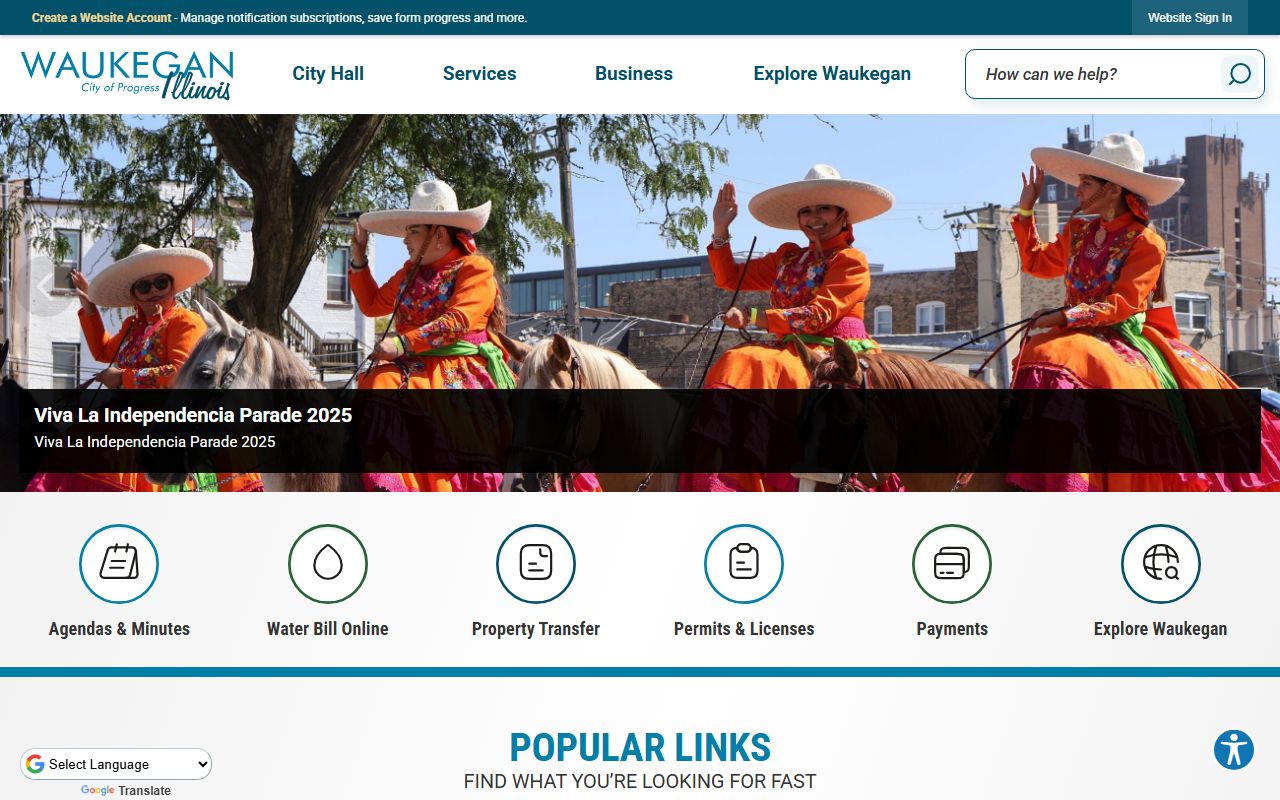 Waukegan city website for Waukegan property tax records