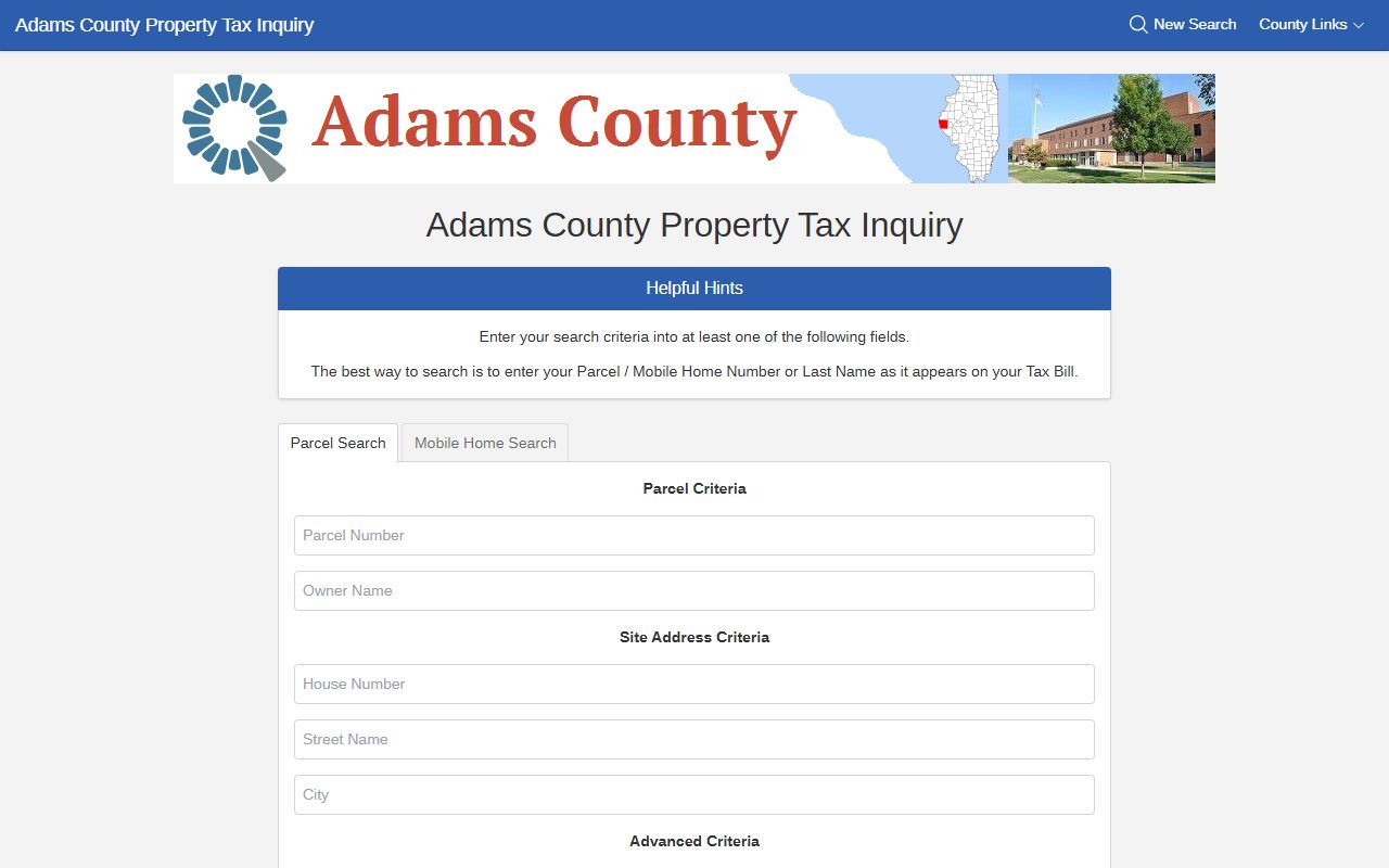 Adams County tax search portal for Adams County property tax records