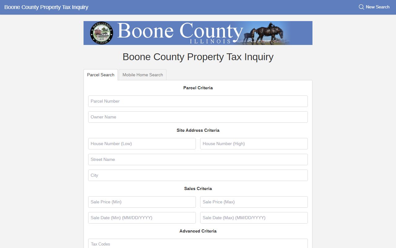 Boone County tax search portal for Boone County property tax records