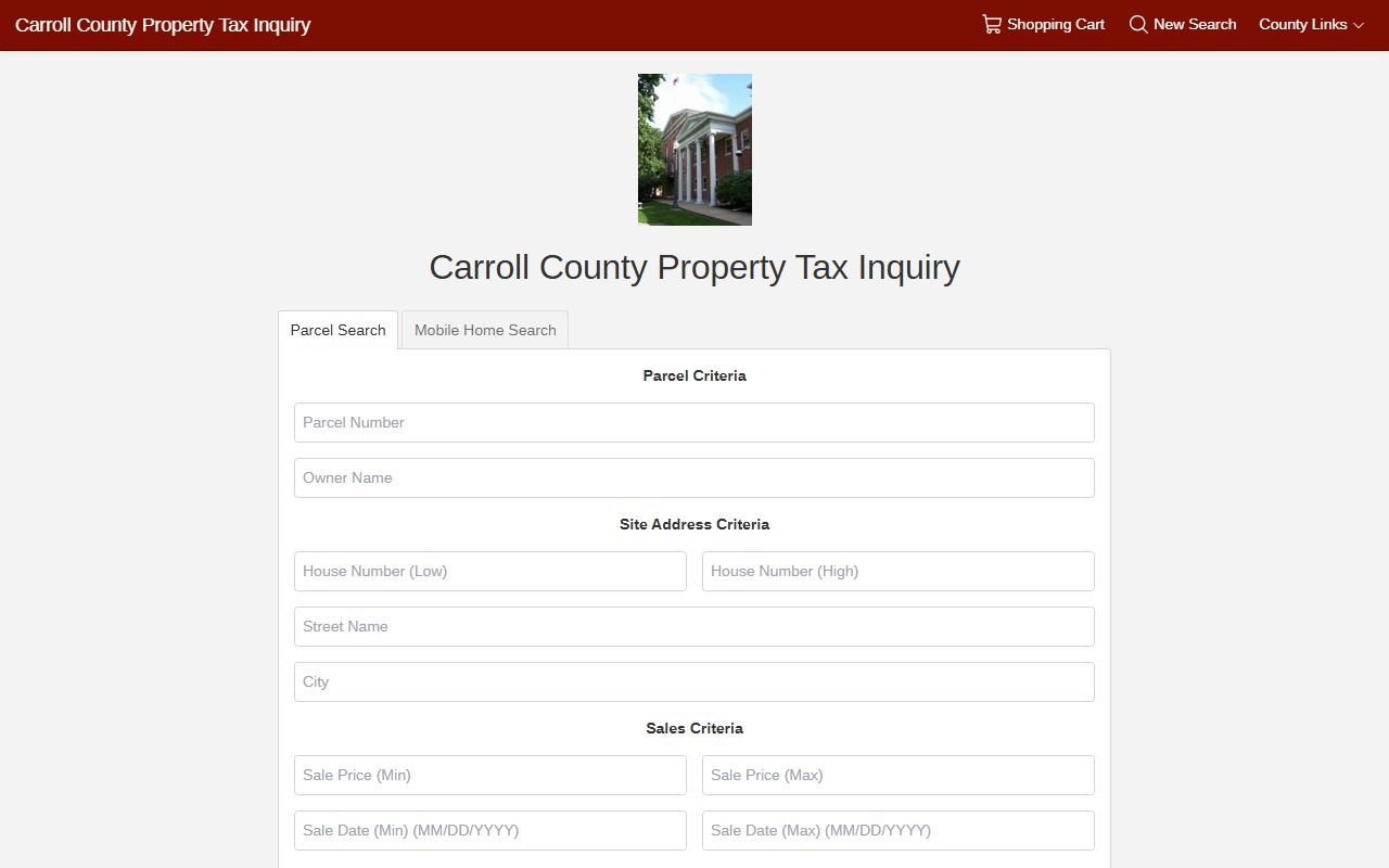 Carroll County tax search portal for looking up property tax records