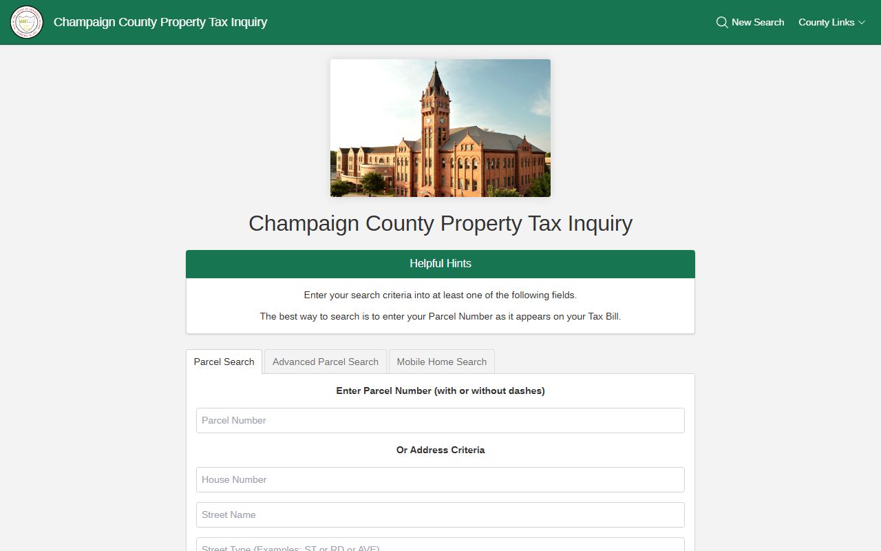 Champaign County tax search portal for Champaign County property tax records