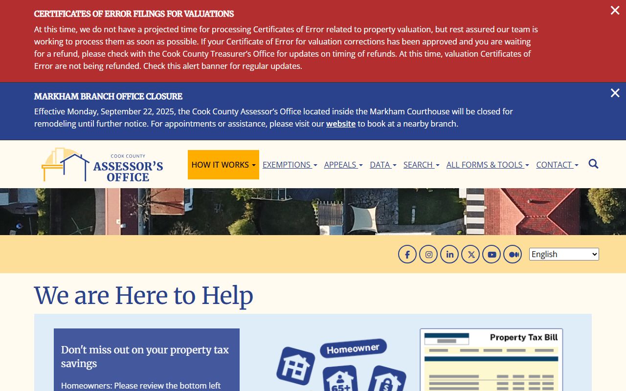 Cook County Assessor page for Cook County property tax records