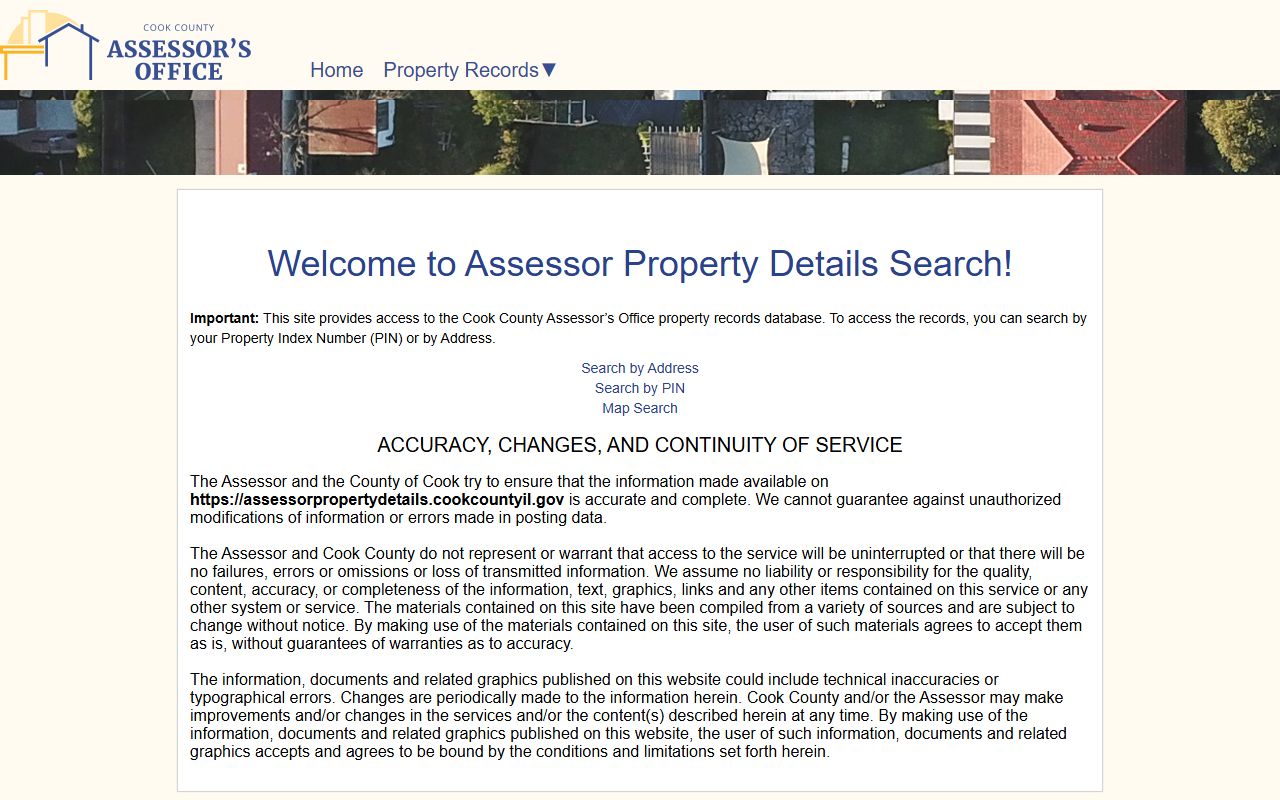 Cook County detailed property information for Cook County property tax records