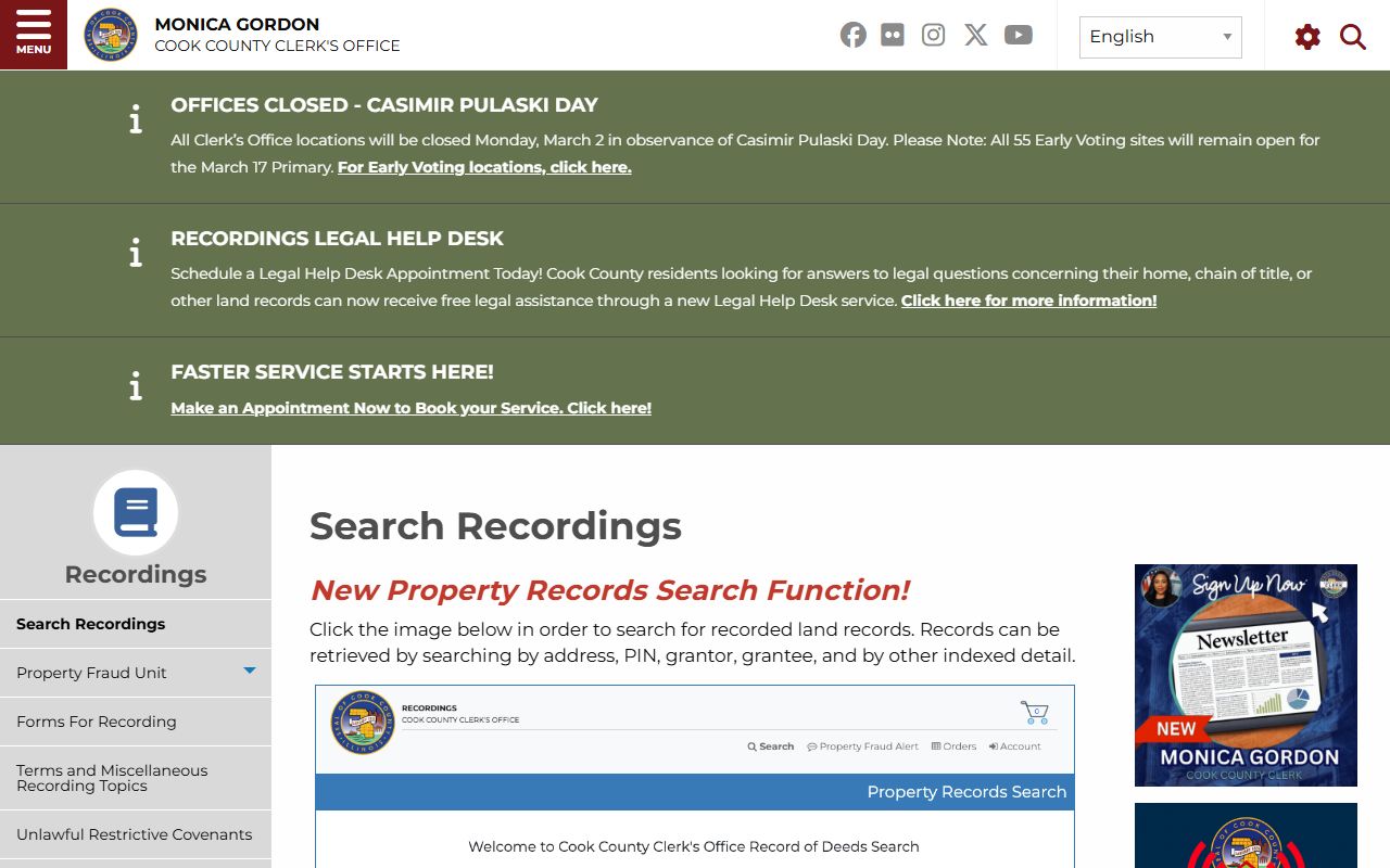 Cook County document search for Cook County property tax records