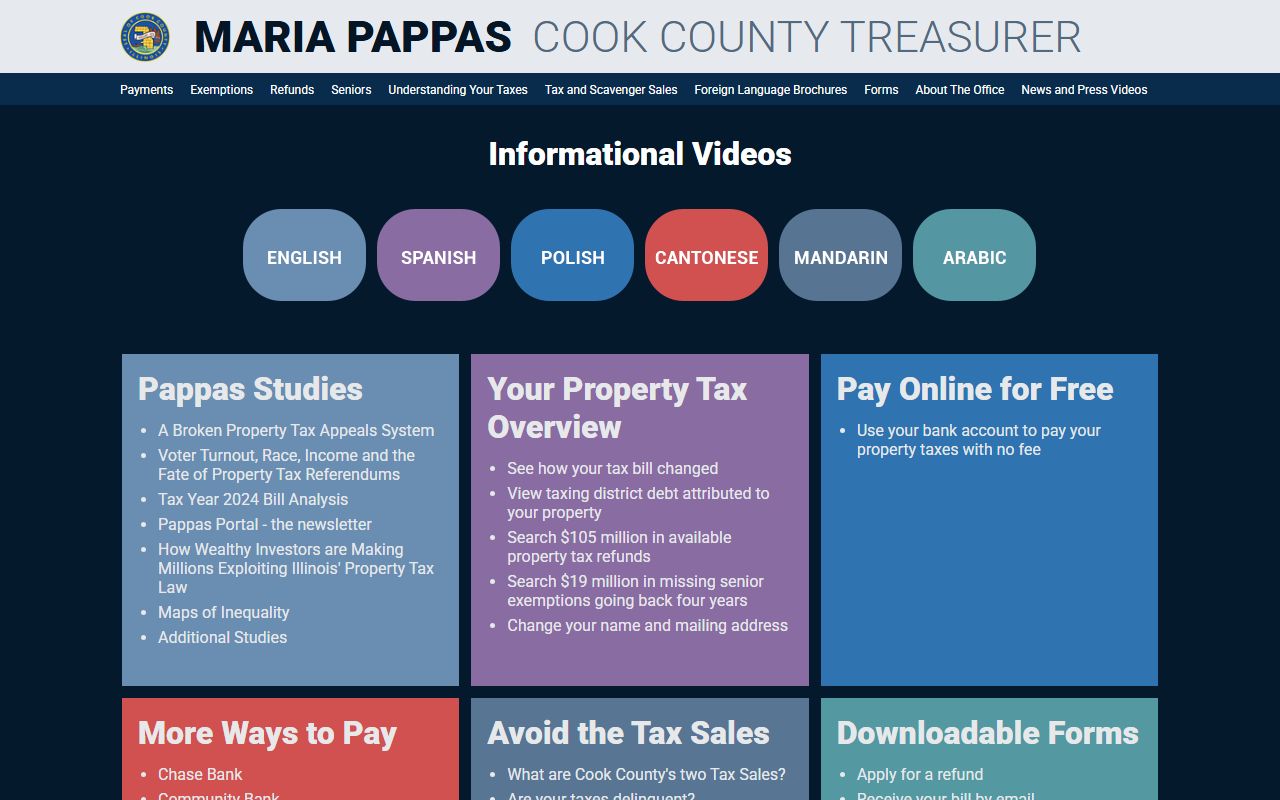 Cook County Treasurer page for Cook County property tax records
