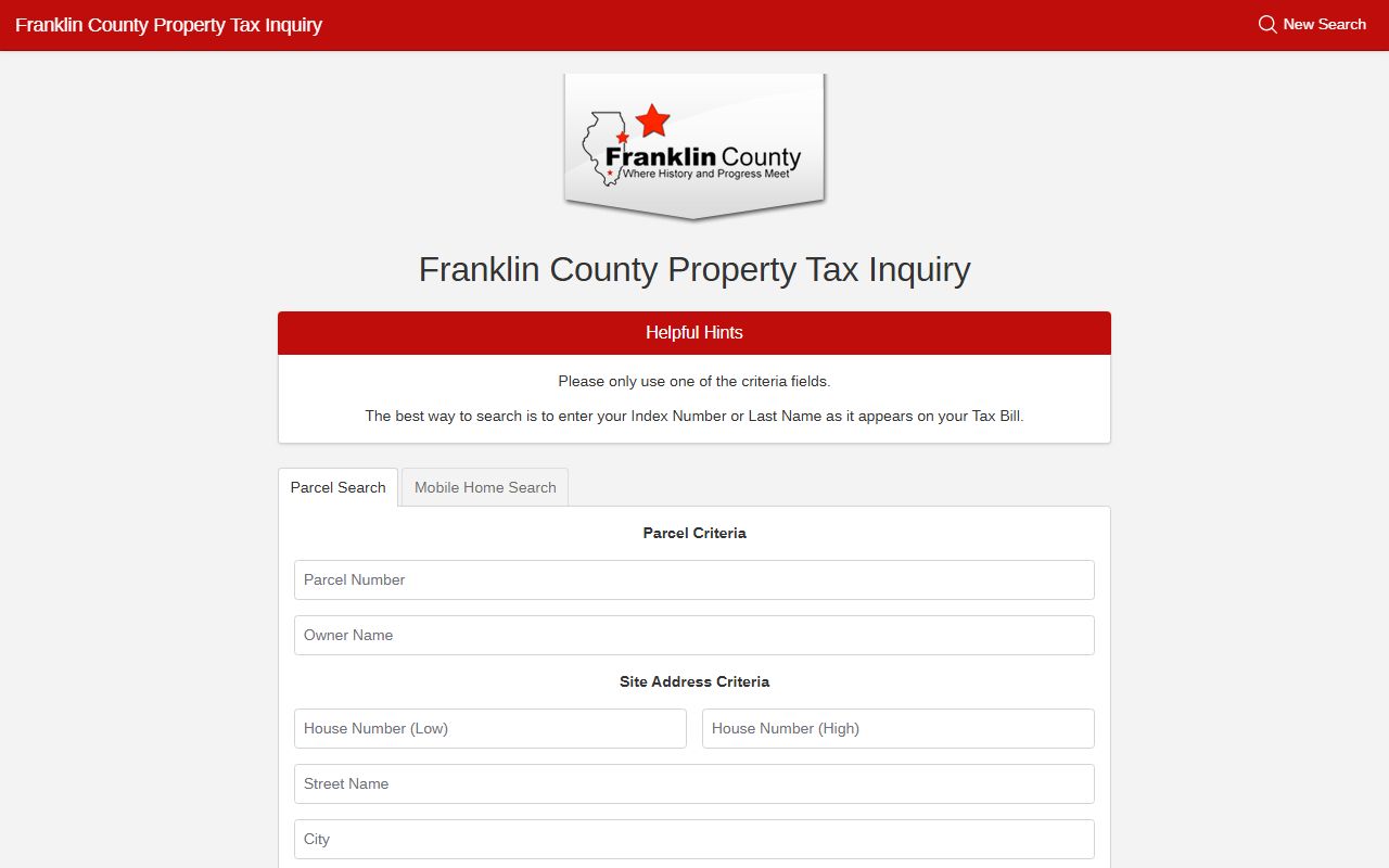 Franklin County tax search portal for looking up property tax records