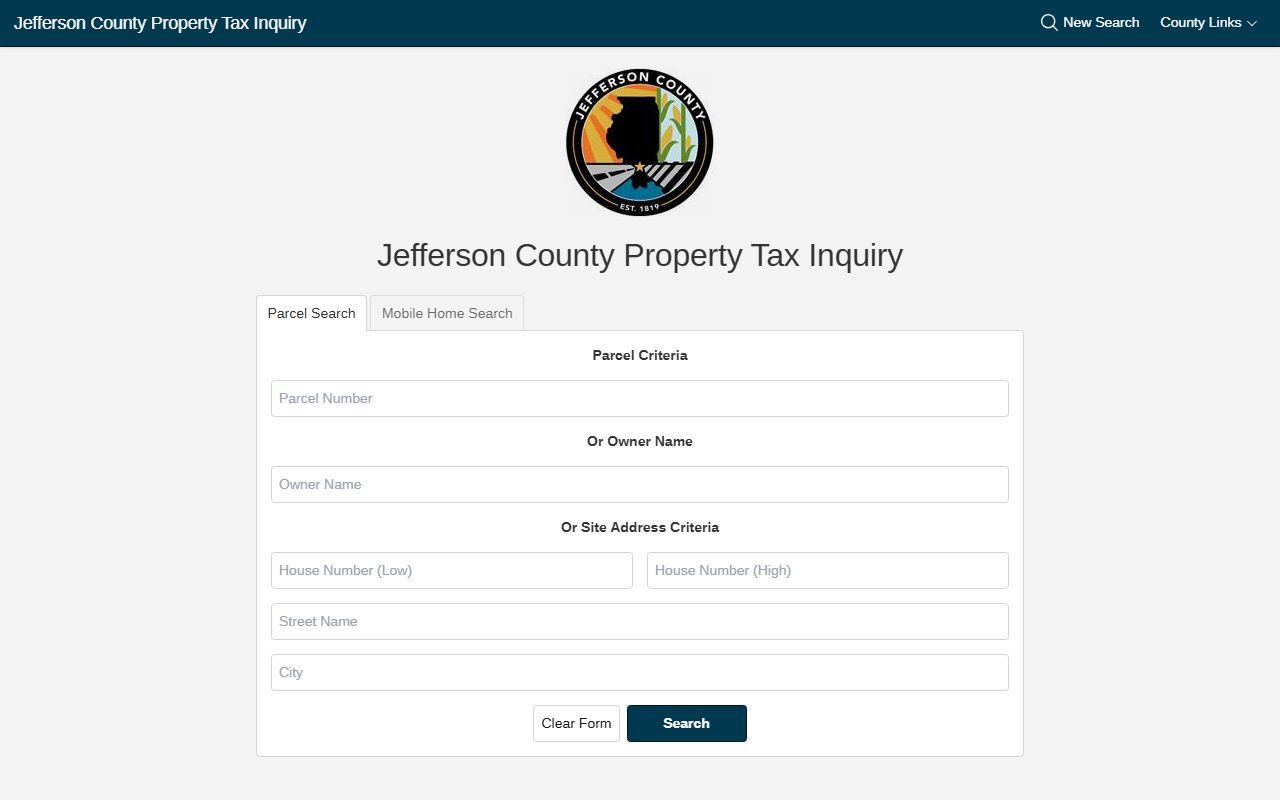 Jefferson County Treasurer tax search portal for Jefferson County property tax records