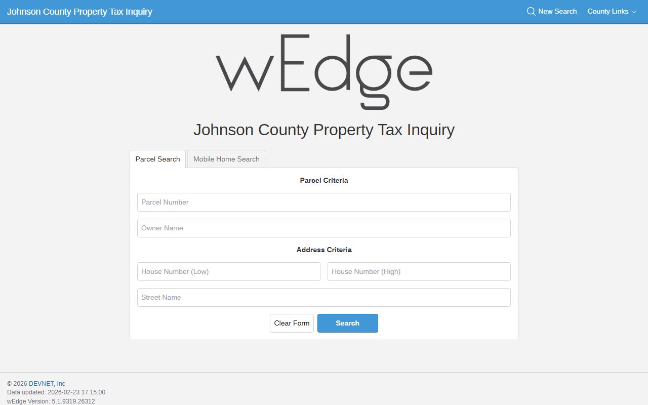 Johnson County tax search portal for looking up property tax records
