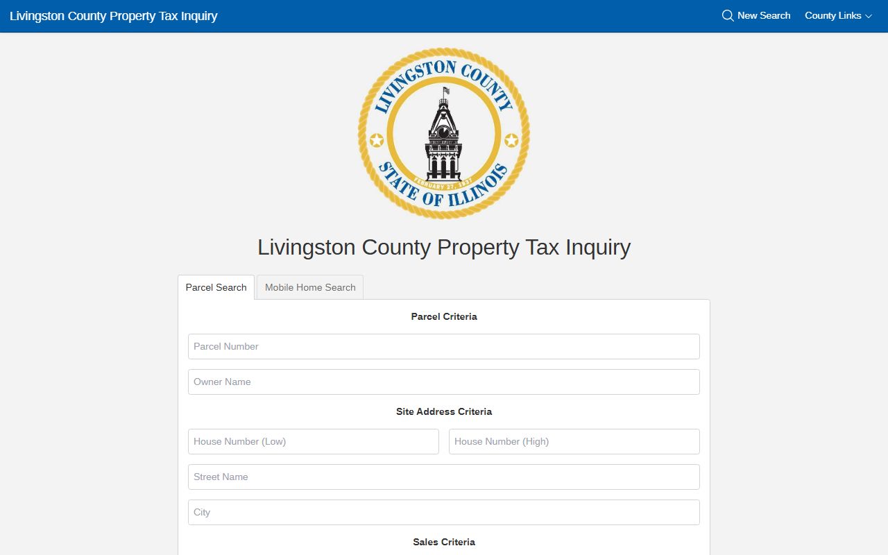 Livingston County Treasurer tax search portal for Livingston County property tax records