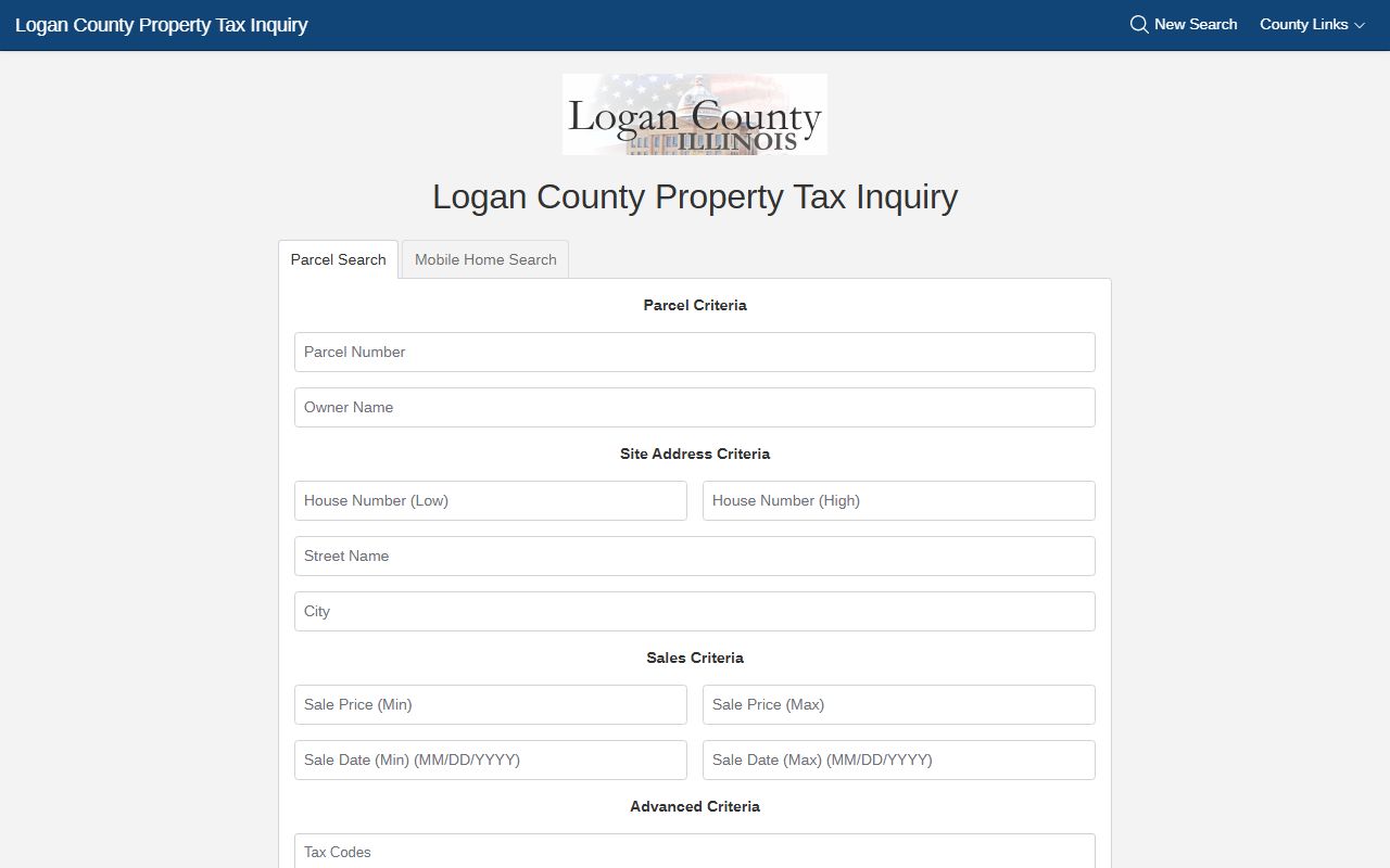 Logan County Treasurer tax search portal for Logan County property tax records