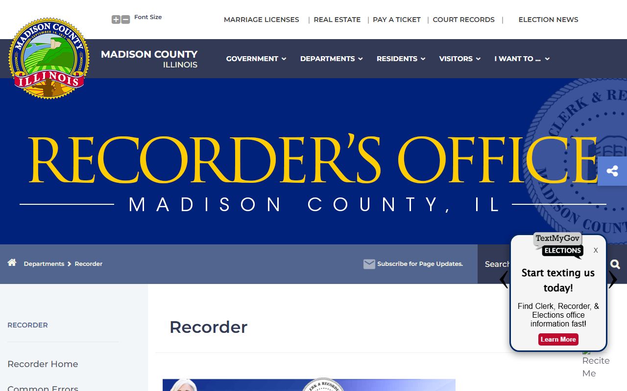 Madison County Recorder's Office for Madison County property tax records