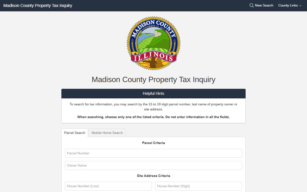 Madison County tax search portal for Madison County property tax records