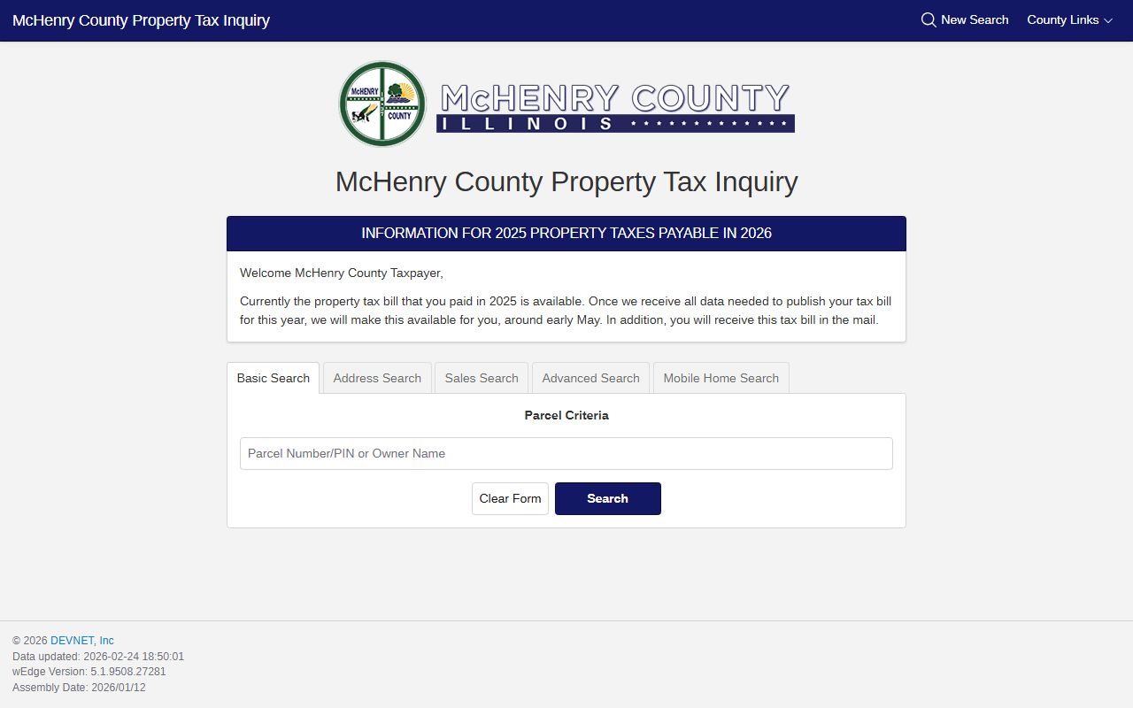 McHenry County tax search portal for McHenry County property tax records