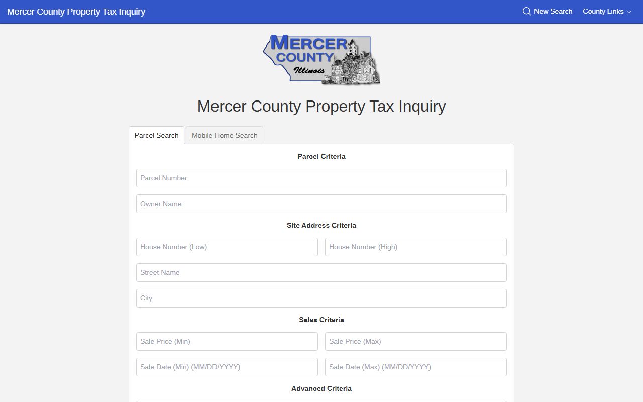Mercer County tax search portal for looking up property tax records