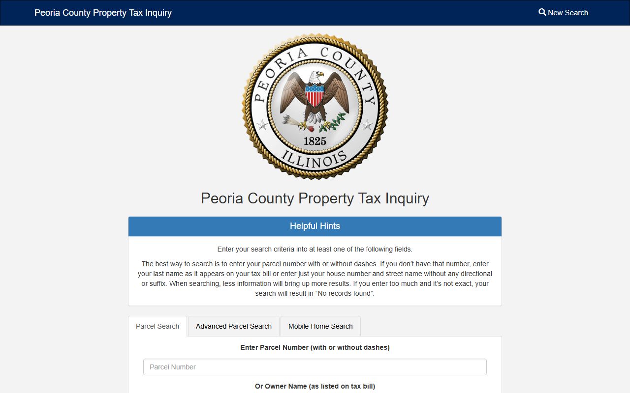Peoria County tax portal for Peoria County property tax records