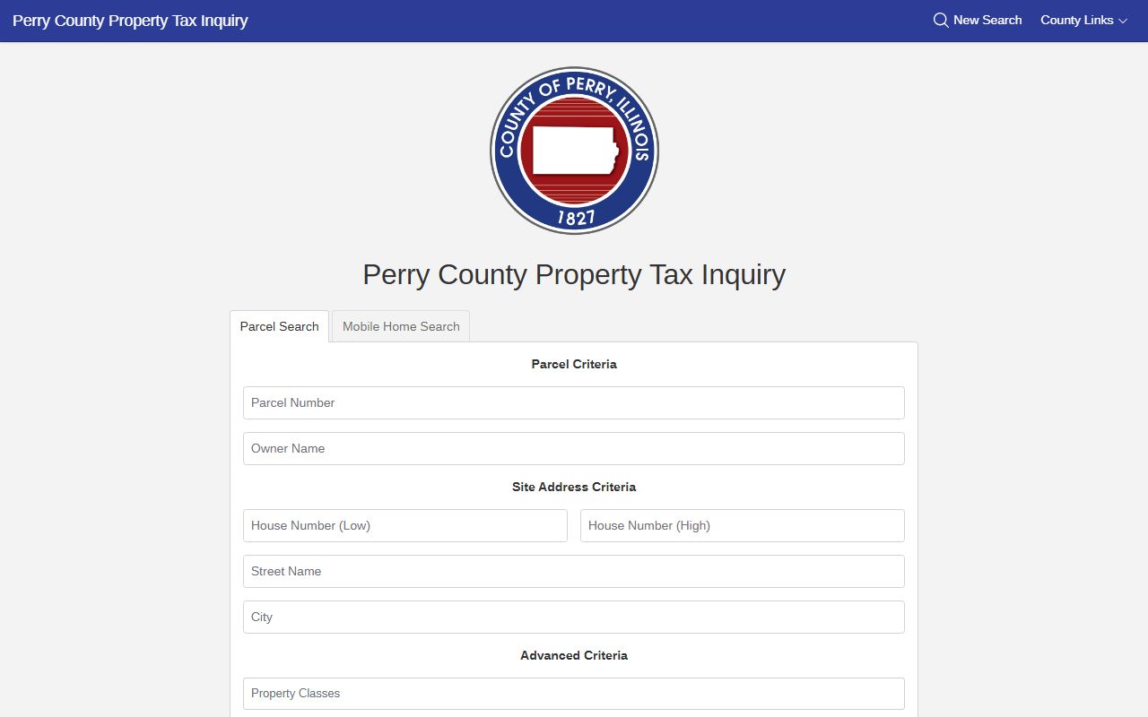 Perry County Treasurer tax search portal for property tax records