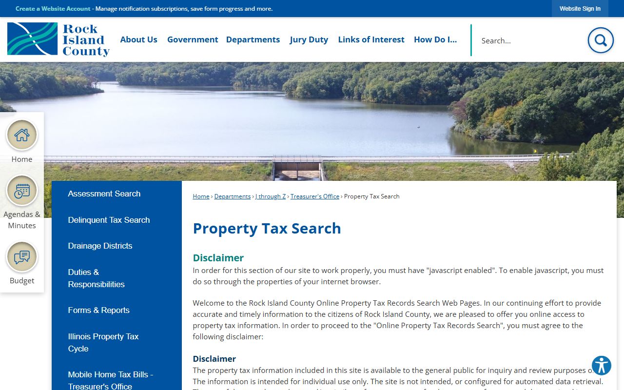 Rock Island County property tax search tool for Rock Island County property tax records