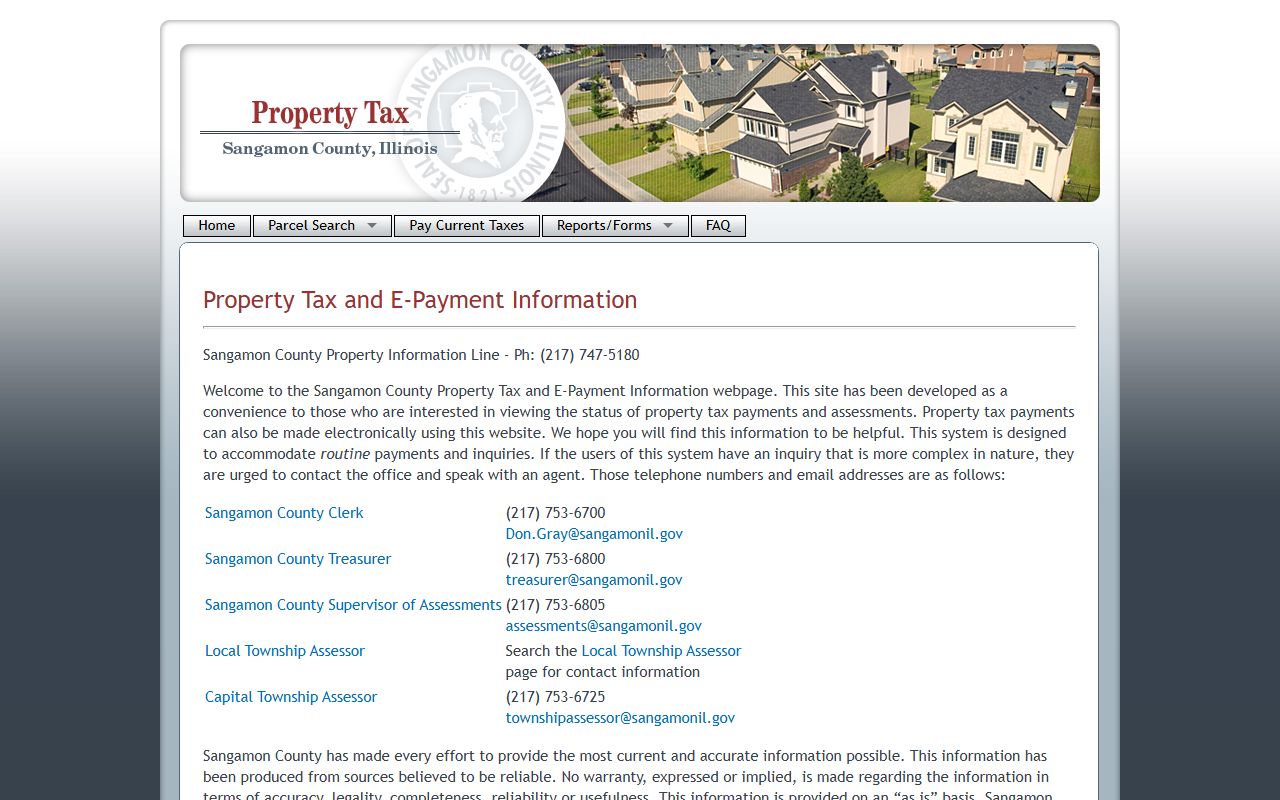Sangamon County tax portal for Sangamon County property tax records