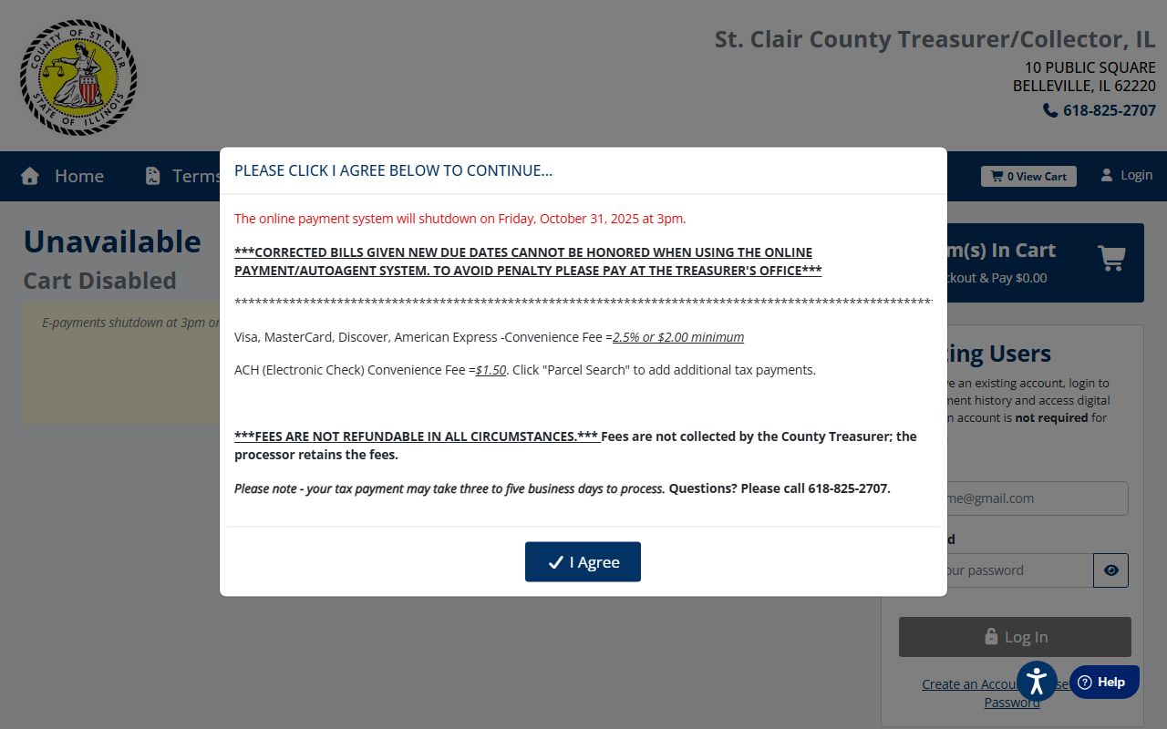 St. Clair County payment portal for St. Clair County property tax records