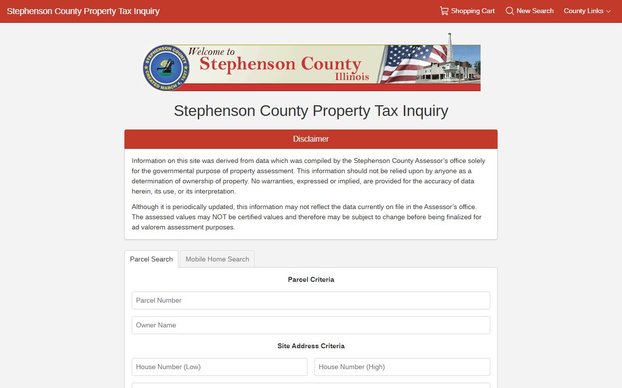 Stephenson County tax search portal for looking up property tax records
