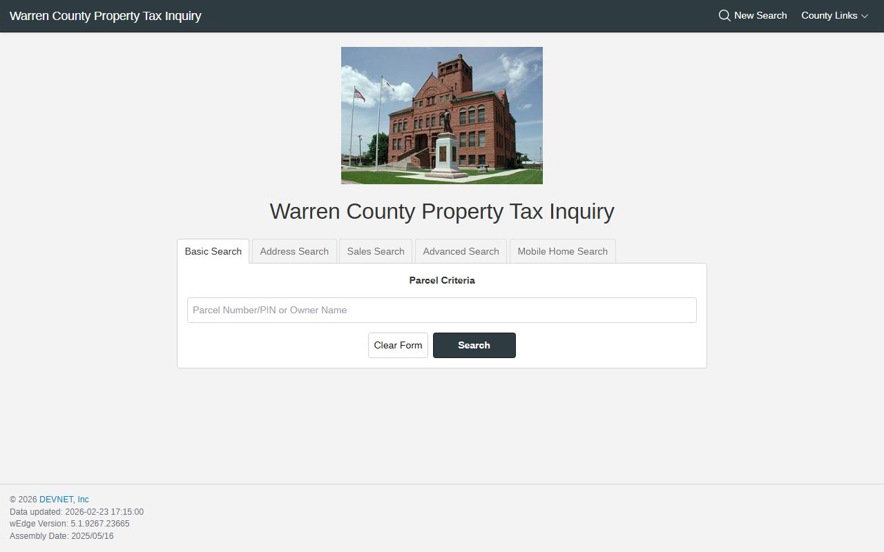 Warren County tax search portal for looking up property tax records