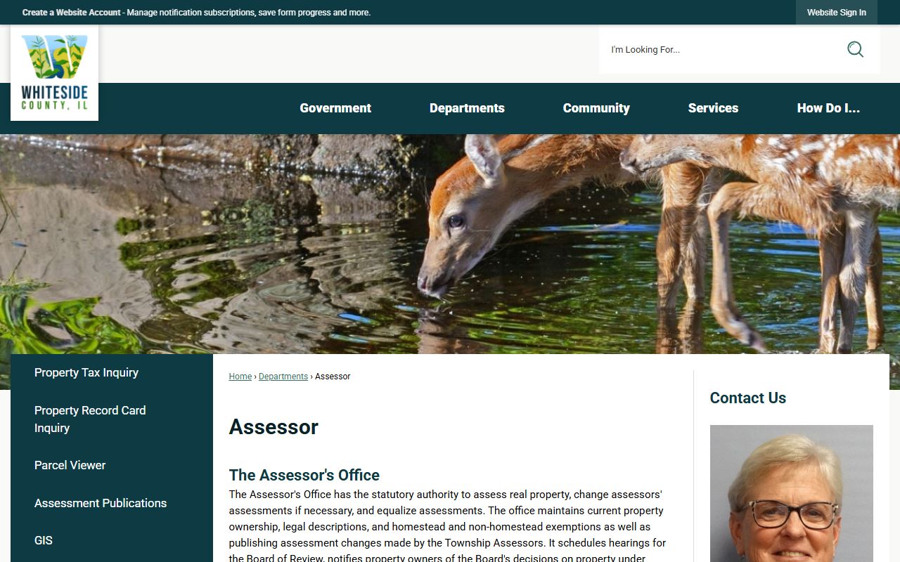 Whiteside County Assessor page for Whiteside County property tax records