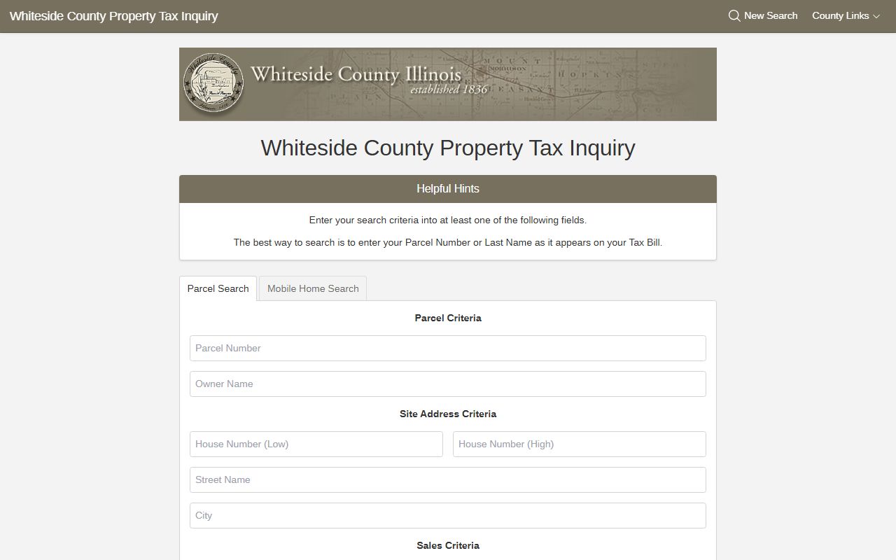 Whiteside County tax search portal for Whiteside County property tax records