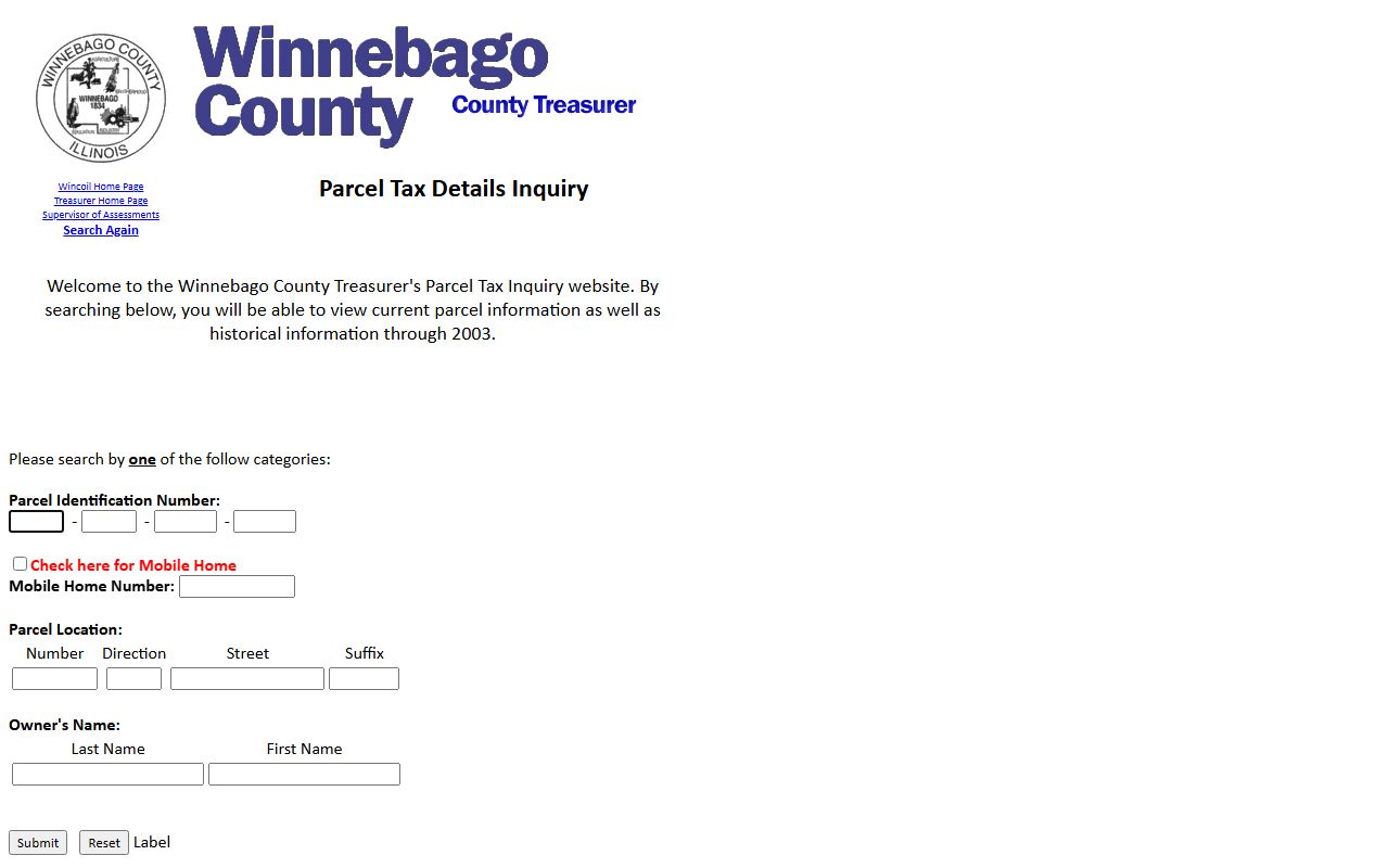 Winnebago County tax portal for Winnebago County property tax records